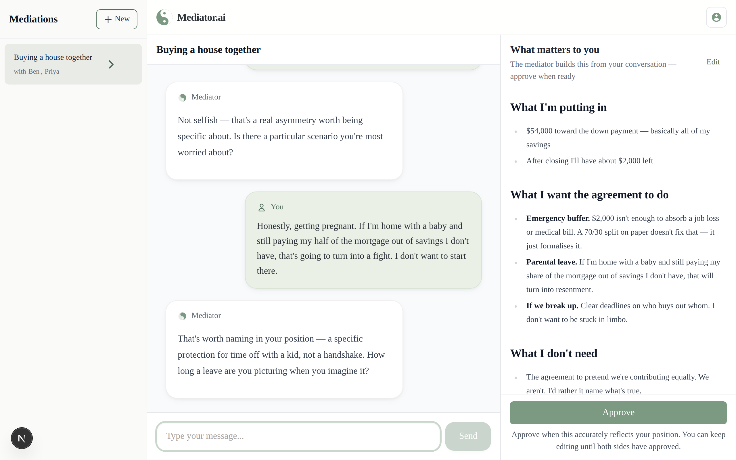 Each side is interviewed privately — Private interview, position document taking shape